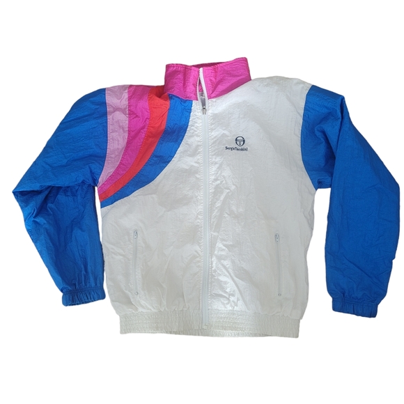 Vintage Jackets & Blazers - Vintage 80's Sergio Tacchini neon rainbow windbreaker size small